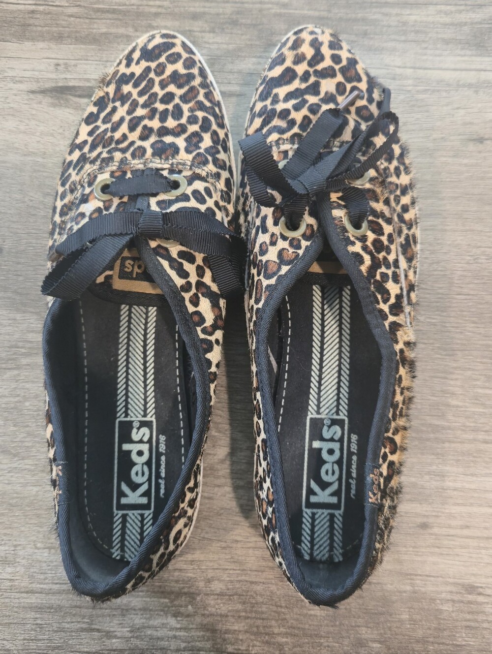 Keds Leopard-Print Calf Hair Sneakers in Black and Tan